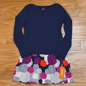 Gymboree Navy Long-Sleeve Dress Purple, Pink & Orange Skirt Size 8 NWT